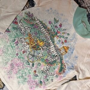 VTG 90s Basic Editions Girls 6X Acrylic Mockneck Dalmatian Puppies Garden‎ Scene